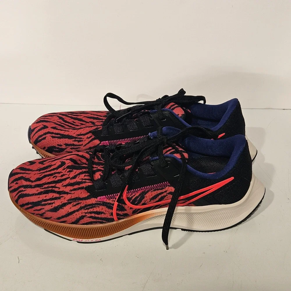 Nike Air Zoom Pegasus 38 8.5 Red Black Tiger Stripe DQ7650-800 Running Shoes